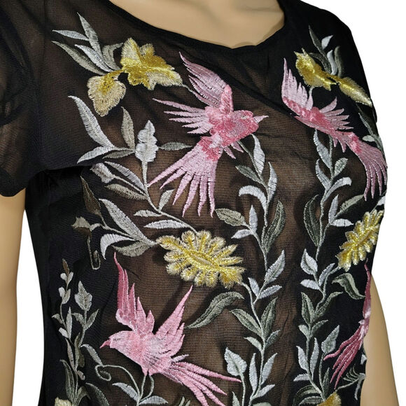 INC Int'l Concepts Sheer Hummingbird Metallic Embroidered Top without Cami Small - Picture 3 of 6